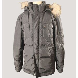 Cabbeen Urban Black Puffer Jacket Fur Trim Hood Size 52